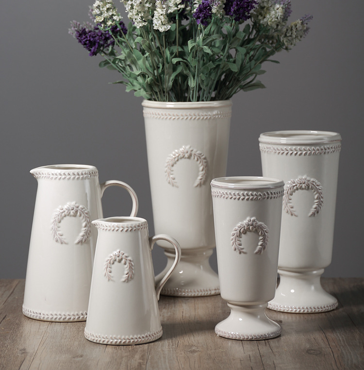 Ceramic Crafts Decorative Flower Vase Minimalist Creative Hydroponic Artificial Flower Arrangement Home Porcelain craft