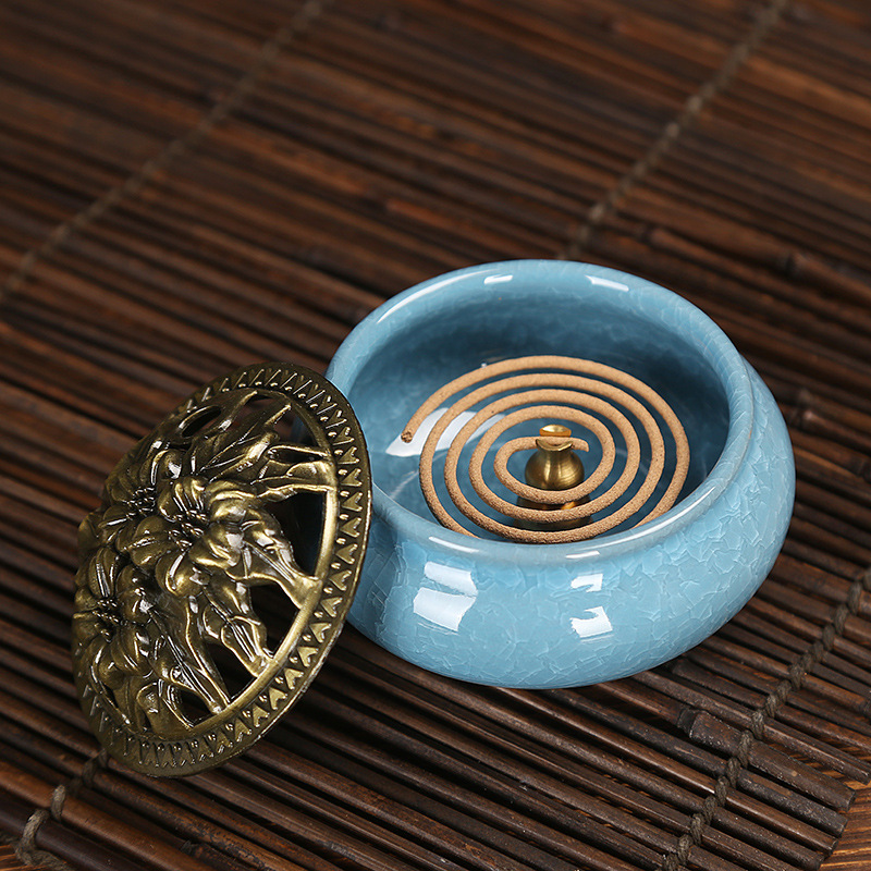 Porcelain craft  Utensils Antique Incense Incense Coil and Sandalwood Ice Crack Incense Holder Factory Wholesale Crafts