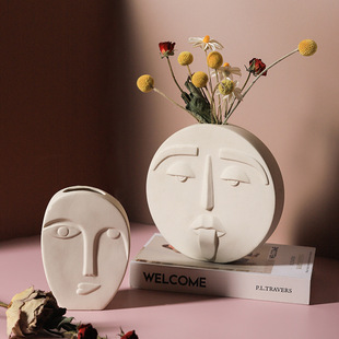 Simple Crafts Decoration Living Room Artistic Home Decoration Wholesale Creative Ceramic Face Vase Porcelain craft Simple Crafts Decoration Living Room Artistic Home Decoration Wholesale Creative Ceramic Face Vase Porcelain craft