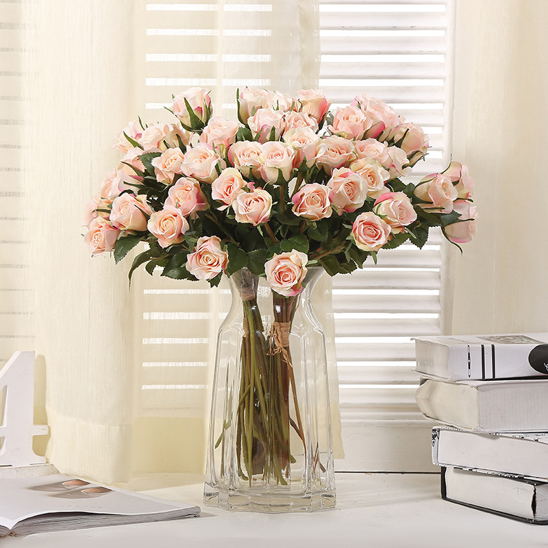 12 Branches Handwriting Rose Artificial Rose Handwriting Rose High-End Artificial Flower Fake Flower Wedding Hand 12 Branches Handwriting Rose Artificial Rose Handwriting Rose High-End Artificial Flower Fake Flower Wedding Hand