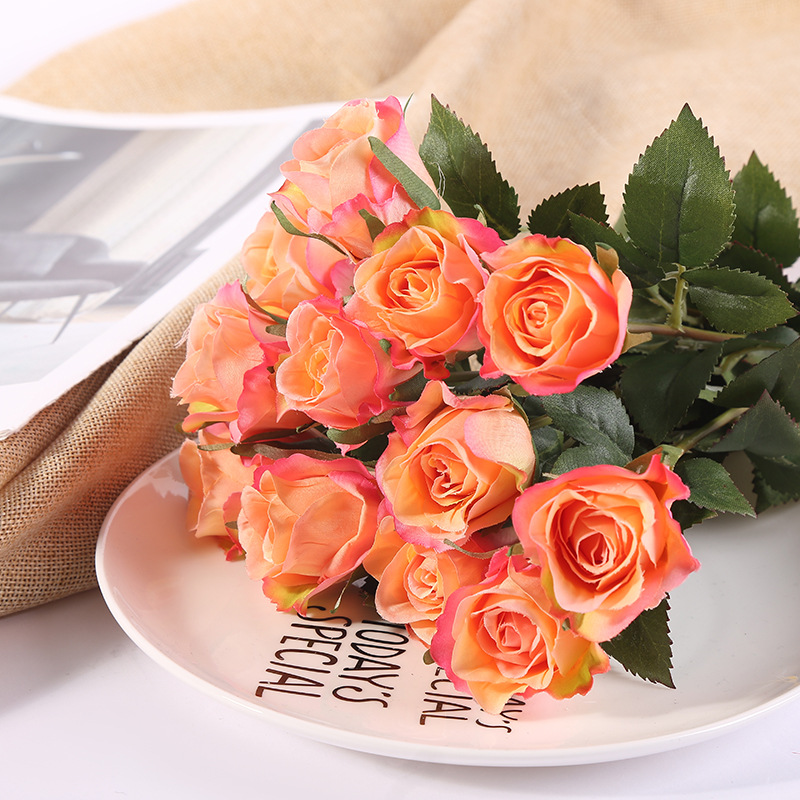 12 Branches Handwriting Rose Artificial Rose Handwriting Rose High-End Artificial Flower Fake Flower Wedding Hand 12 Branches Handwriting Rose Artificial Rose Handwriting Rose High-End Artificial Flower Fake Flower Wedding Hand