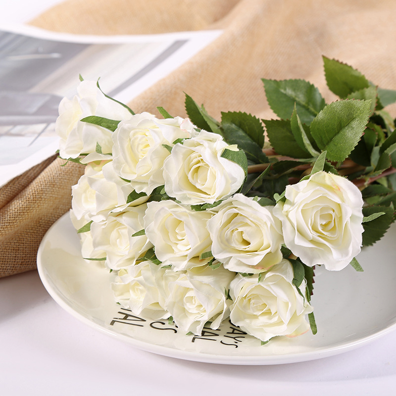 12 Branches Handwriting Rose Artificial Rose Handwriting Rose High-End Artificial Flower Fake Flower Wedding Hand 12 Branches Handwriting Rose Artificial Rose Handwriting Rose High-End Artificial Flower Fake Flower Wedding Hand