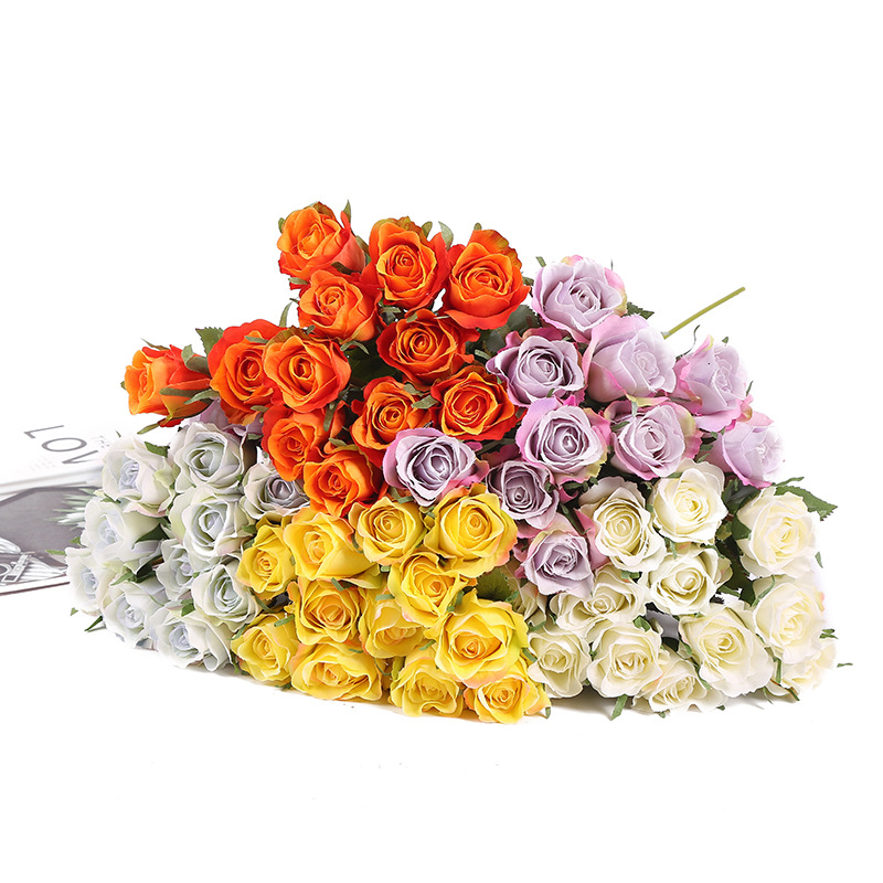 12 Branches Handwriting Rose Artificial Rose Handwriting Rose High-End Artificial Flower Fake Flower Wedding Hand 12 Branches Handwriting Rose Artificial Rose Handwriting Rose High-End Artificial Flower Fake Flower Wedding Hand