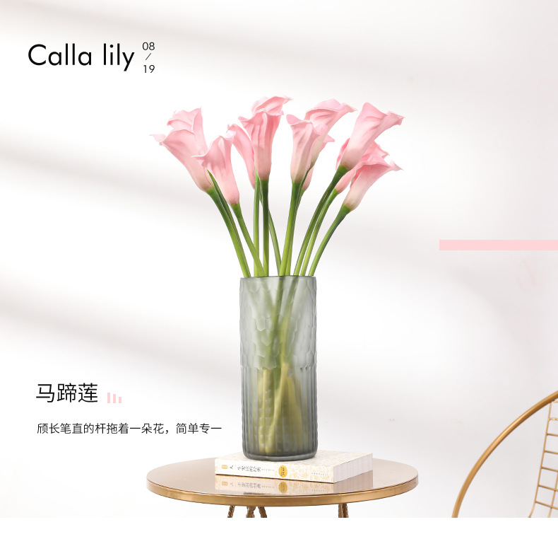 Yibo Factory Direct Sales Pu Artificial Flower Ornamental Flower Hand-Feel PU Artificial Curling Small Common Calla