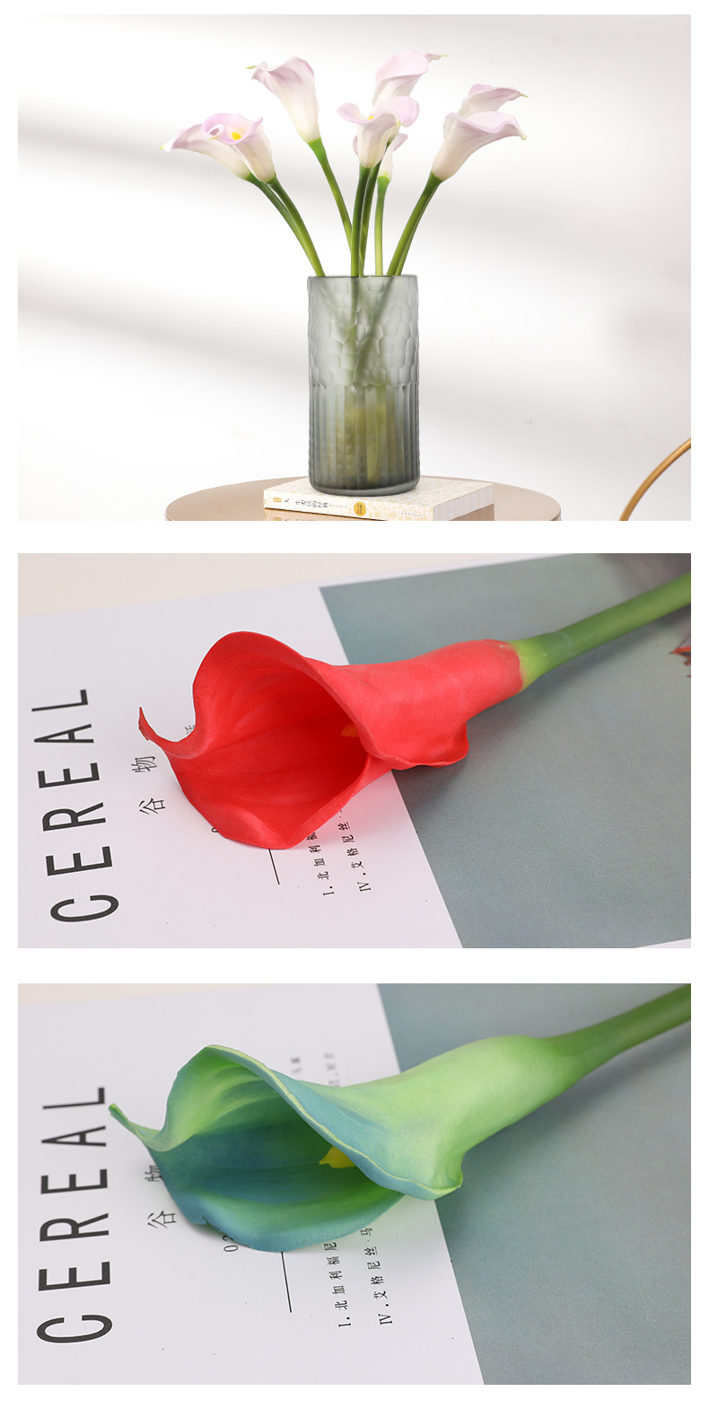 Yibo Factory Direct Sales Pu Artificial Flower Ornamental Flower Hand-Feel PU Artificial Curling Small Common Calla