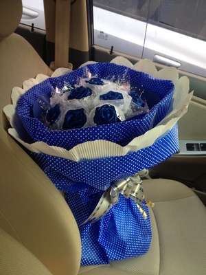 Priscilla PE powder rose artificial flower bouquet Blue rose flower factory direct wholesale