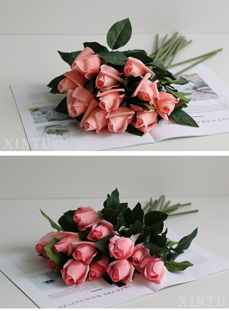 Artificial Moisturizing Rose Single Hand Feeling Rose Home Decorative Fake Flower Artificial Flower Rose Wholesale