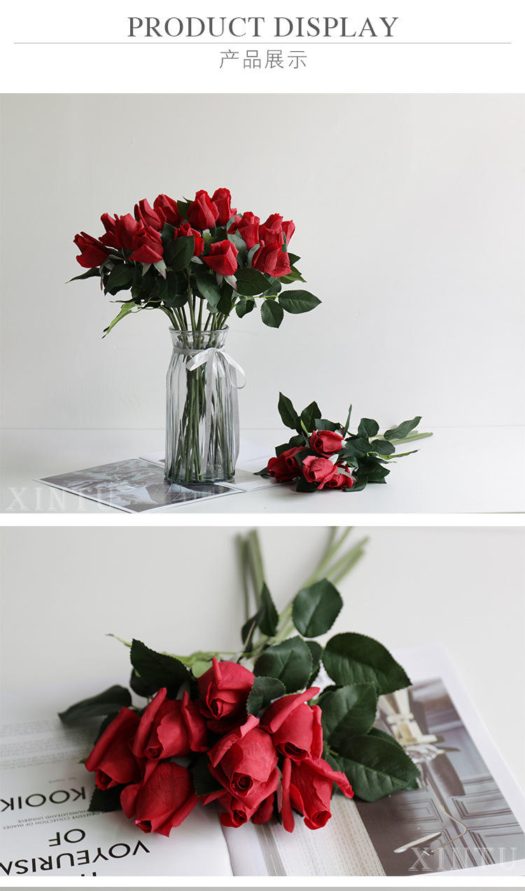 Artificial Moisturizing Rose Single Hand Feeling Rose Home Decorative Fake Flower Artificial Flower Rose Wholesale