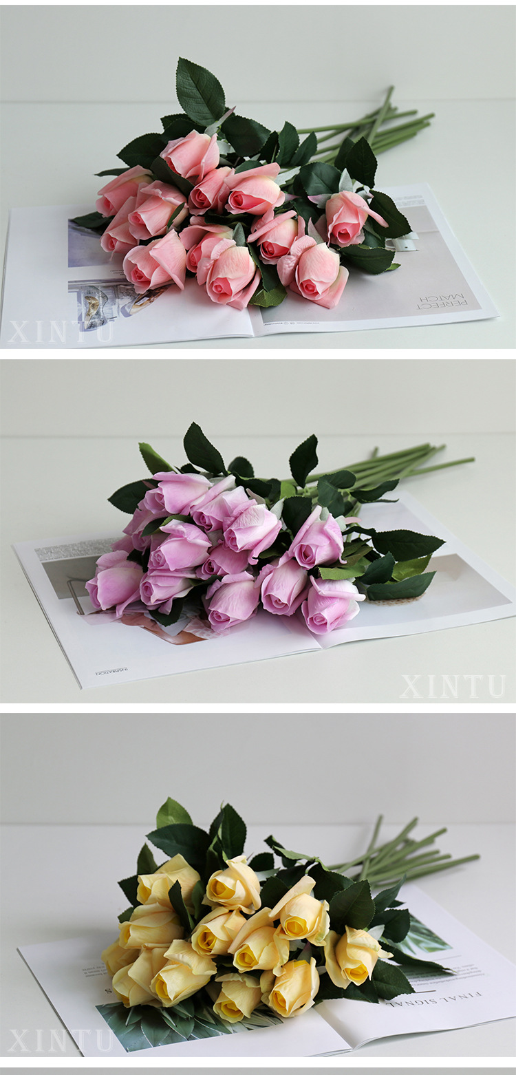 Artificial Moisturizing Rose Single Hand Feeling Rose Home Decorative Fake Flower Artificial Flower Rose Wholesale