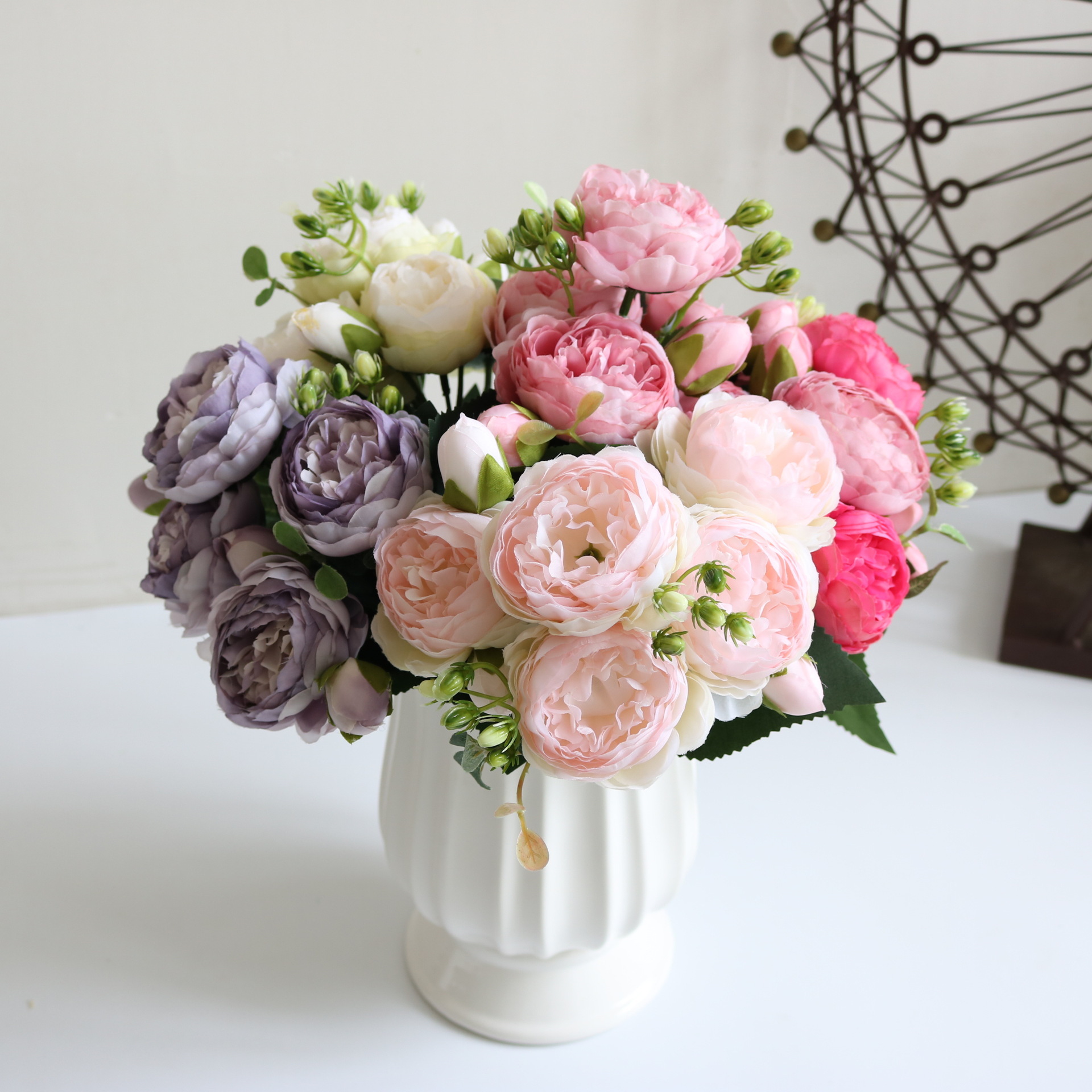 Korean-Style 5-Head Feili Persian Rose 5-Head Small Peony Artificial Flower Home Wedding Rose Bouquet Core Peony