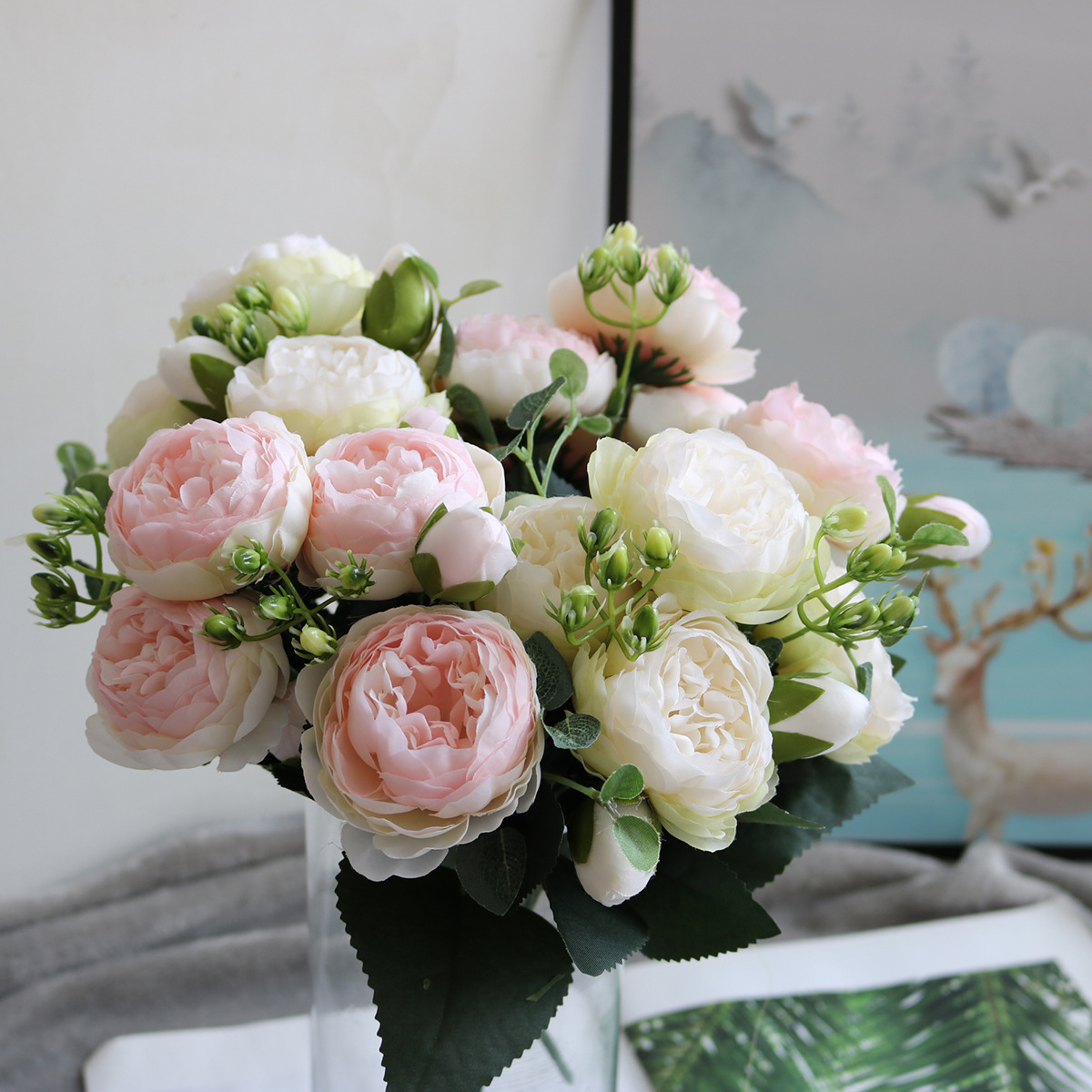 Korean-Style 5-Head Feili Persian Rose 5-Head Small Peony Artificial Flower Home Wedding Rose Bouquet Core Peony Korean-Style 5-Head Feili Persian Rose 5-Head Small Peony Artificial Flower Home Wedding Rose Bouquet Core Peony