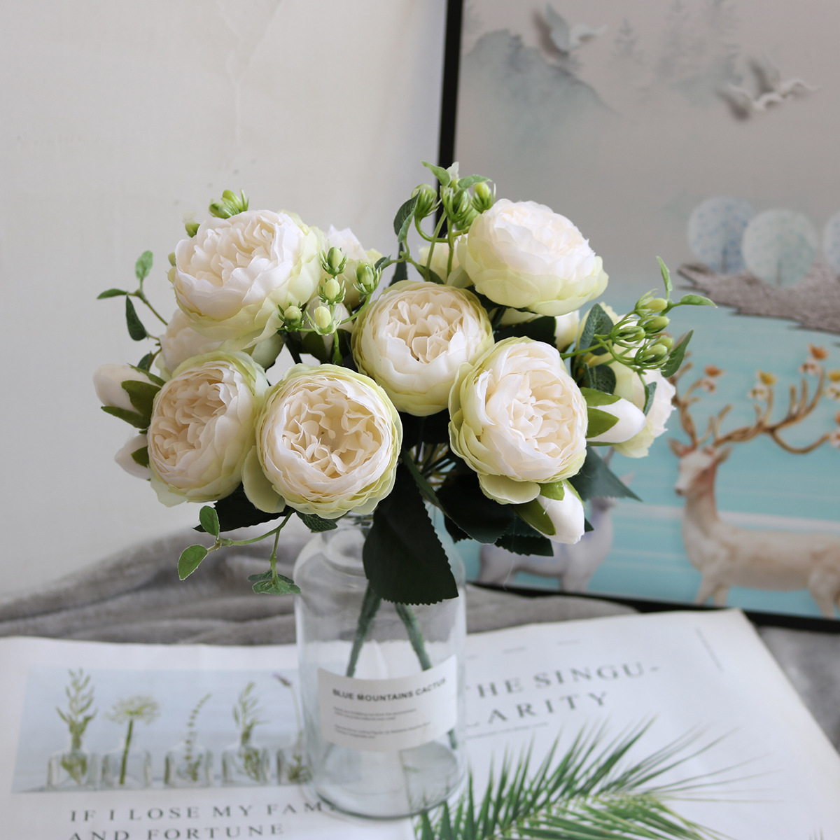 Korean-Style 5-Head Feili Persian Rose 5-Head Small Peony Artificial Flower Home Wedding Rose Bouquet Core Peony Korean-Style 5-Head Feili Persian Rose 5-Head Small Peony Artificial Flower Home Wedding Rose Bouquet Core Peony