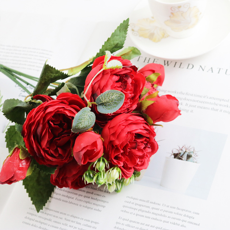 Korean-Style 5-Head Feili Persian Rose 5-Head Small Peony Artificial Flower Home Wedding Rose Bouquet Core Peony Korean-Style 5-Head Feili Persian Rose 5-Head Small Peony Artificial Flower Home Wedding Rose Bouquet Core Peony