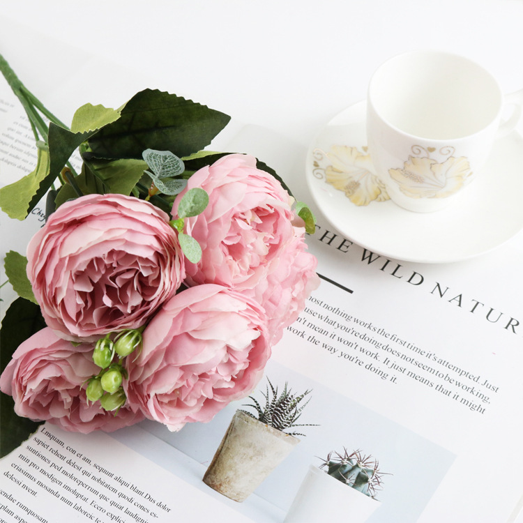 Korean-Style 5-Head Feili Persian Rose 5-Head Small Peony Artificial Flower Home Wedding Rose Bouquet Core Peony Korean-Style 5-Head Feili Persian Rose 5-Head Small Peony Artificial Flower Home Wedding Rose Bouquet Core Peony
