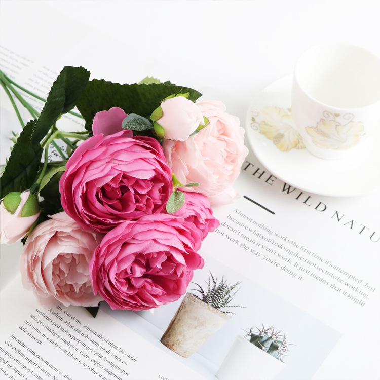 Korean-Style 5-Head Feili Persian Rose 5-Head Small Peony Artificial Flower Home Wedding Rose Bouquet Core Peony Korean-Style 5-Head Feili Persian Rose 5-Head Small Peony Artificial Flower Home Wedding Rose Bouquet Core Peony