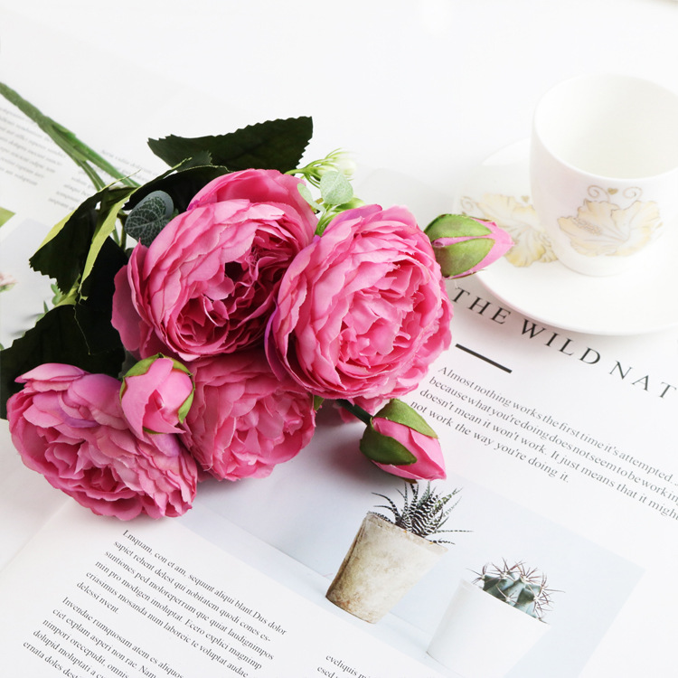 Korean-Style 5-Head Feili Persian Rose 5-Head Small Peony Artificial Flower Home Wedding Rose Bouquet Core Peony Korean-Style 5-Head Feili Persian Rose 5-Head Small Peony Artificial Flower Home Wedding Rose Bouquet Core Peony