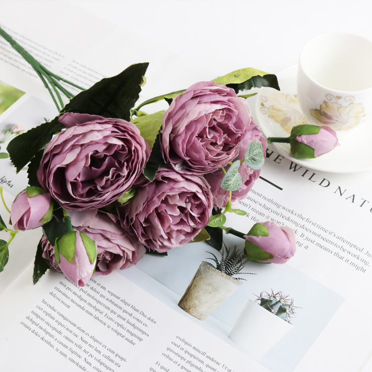 Korean-Style 5-Head Feili Persian Rose 5-Head Small Peony Artificial Flower Home Wedding Rose Bouquet Core Peony Korean-Style 5-Head Feili Persian Rose 5-Head Small Peony Artificial Flower Home Wedding Rose Bouquet Core Peony