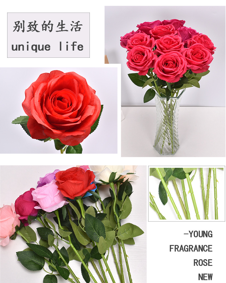  Rose Wedding Artificial Flower  Silk Flower Home Hotel Wedding Decorative Artificial Flower Ins Style Artificial Flower