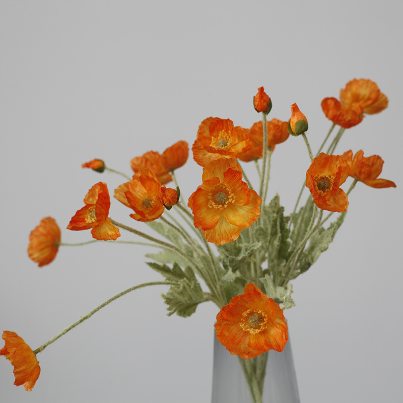 Taobao Tmall Supply Wholesale Affordable Luxury Artificial Flower Yu Mei Flocking Poppy Flower Wedding Photography 