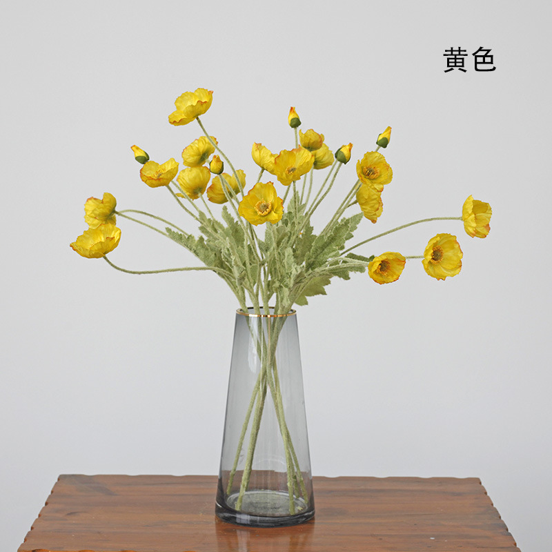 Taobao Tmall Supply Wholesale Affordable Luxury Artificial Flower Yu Mei Flocking Poppy Flower Wedding Photography 