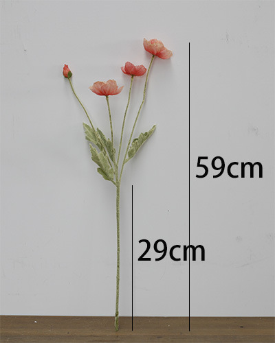 Taobao Tmall Supply Wholesale Affordable Luxury Artificial Flower Yu Mei Flocking Poppy Flower Wedding Photography 