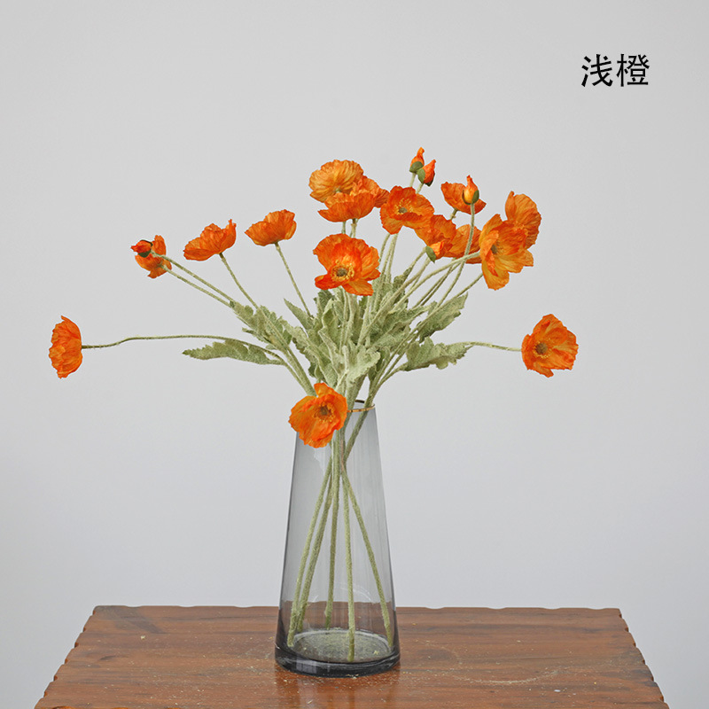 Taobao Tmall Supply Wholesale Affordable Luxury Artificial Flower Yu Mei Flocking Poppy Flower Wedding Photography 