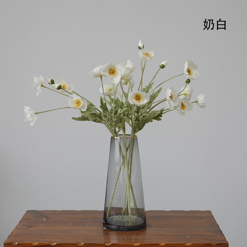 Taobao Tmall Supply Wholesale Affordable Luxury Artificial Flower Yu Mei Flocking Poppy Flower Wedding Photography 