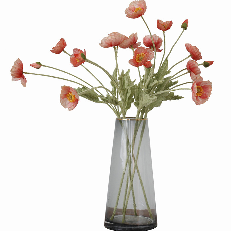 Taobao Tmall Supply Wholesale Affordable Luxury Artificial Flower Yu Mei Flocking Poppy Flower Wedding Photography 