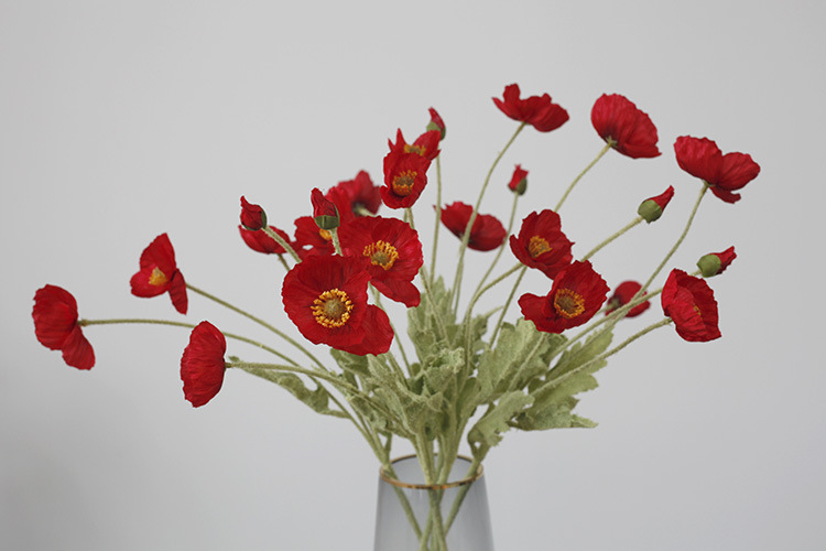 Taobao Tmall Supply Wholesale Affordable Luxury Artificial Flower Yu Mei Flocking Poppy Flower Wedding Photography 