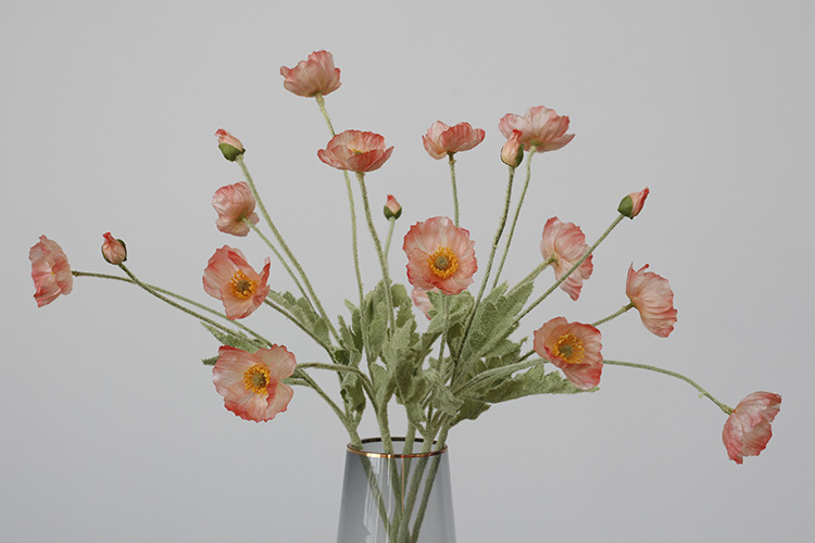 Taobao Tmall Supply Wholesale Affordable Luxury Artificial Flower Yu Mei Flocking Poppy Flower Wedding Photography 
