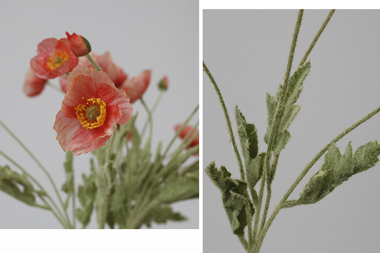 Taobao Tmall Supply Wholesale Affordable Luxury Artificial Flower Yu Mei Flocking Poppy Flower Wedding Photography 
