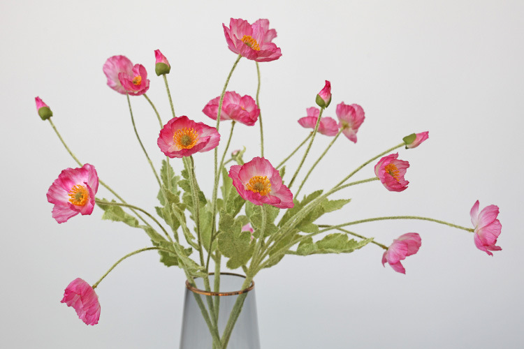 Taobao Tmall Supply Wholesale Affordable Luxury Artificial Flower Yu Mei Flocking Poppy Flower Wedding Photography 
