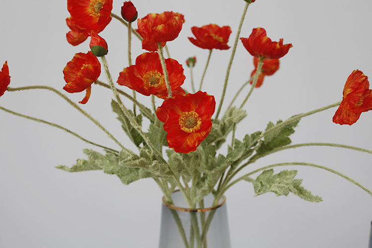 Taobao Tmall Supply Wholesale Affordable Luxury Artificial Flower Yu Mei Flocking Poppy Flower Wedding Photography 