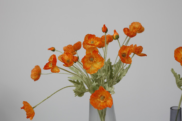 Taobao Tmall Supply Wholesale Affordable Luxury Artificial Flower Yu Mei Flocking Poppy Flower Wedding Photography 