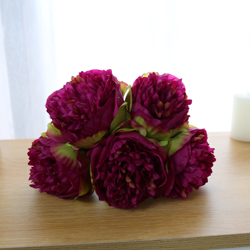 French Style 5-Head Hand-Tied Artificial Flower Artificial Flower Wedding Simulation Plant French Style 5-Head Hand-Tied Artificial Flower Artificial Flower Wedding Simulation Plant