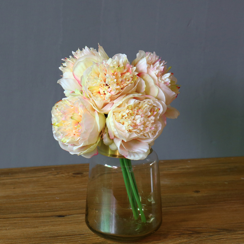 French Style 5-Head Hand-Tied Artificial Flower Artificial Flower Wedding Simulation Plant French Style 5-Head Hand-Tied Artificial Flower Artificial Flower Wedding Simulation Plant