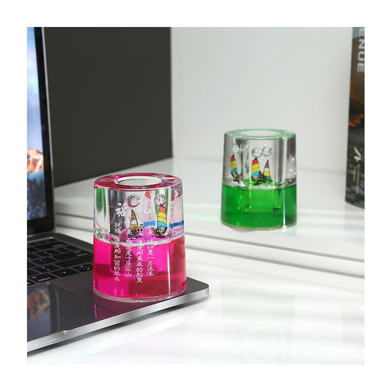 Crystal Crafts round Pen Transparent Hourglass Desktop Decoration Acrylic Crystal Pen Holder Creative Pen Holder