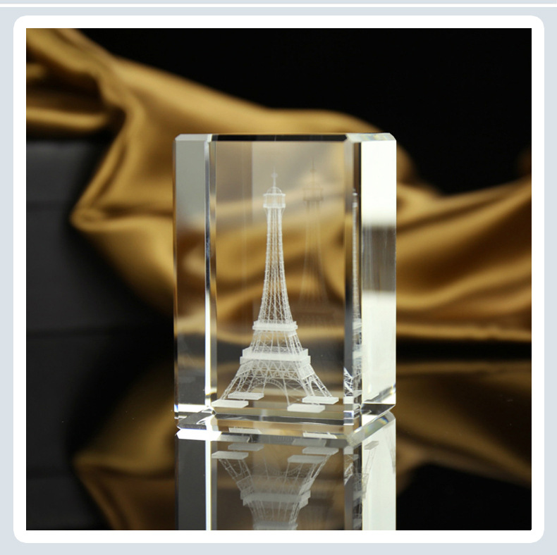 Manufacturers direct selling 3D crystal crafts inside the Eiffel Tower decoration creative customized logo patterns