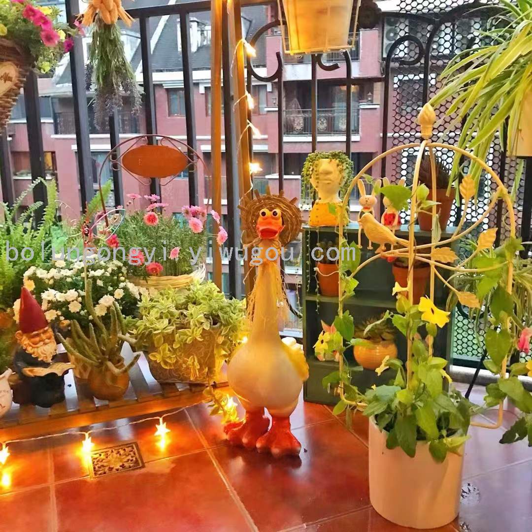 Outdoor Funny Duck Animal Resin Crafts Gifts Cute Artificial Simulation Straw Hat Duck Garden Landscape Ornament Outdoor Funny Duck Animal Resin Crafts Gifts Cute Artificial Simulation Straw Hat Duck Garden Landscape Ornament