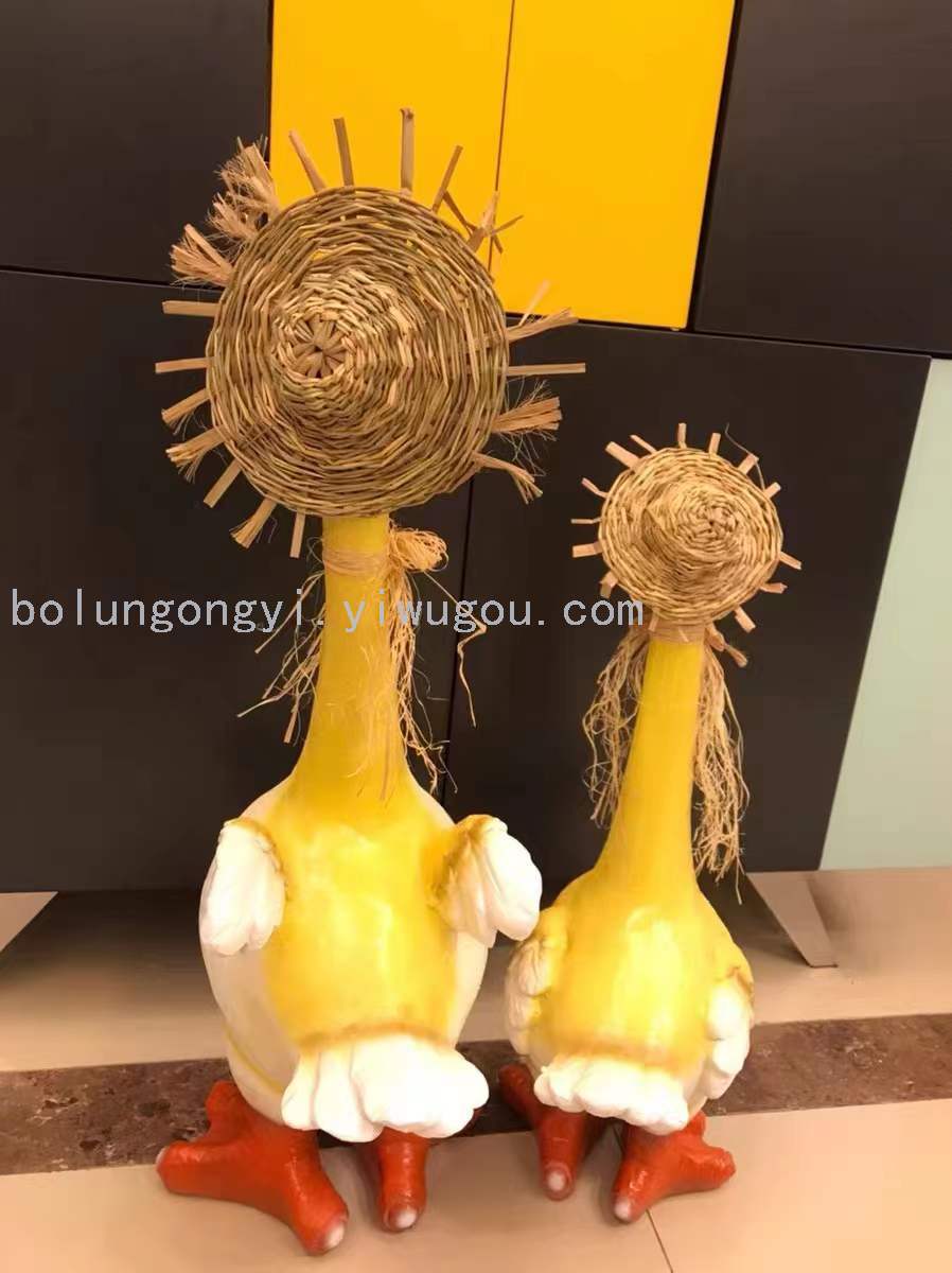 Outdoor Funny Duck Animal Resin Crafts Gifts Cute Artificial Simulation Straw Hat Duck Garden Landscape Ornament Outdoor Funny Duck Animal Resin Crafts Gifts Cute Artificial Simulation Straw Hat Duck Garden Landscape Ornament