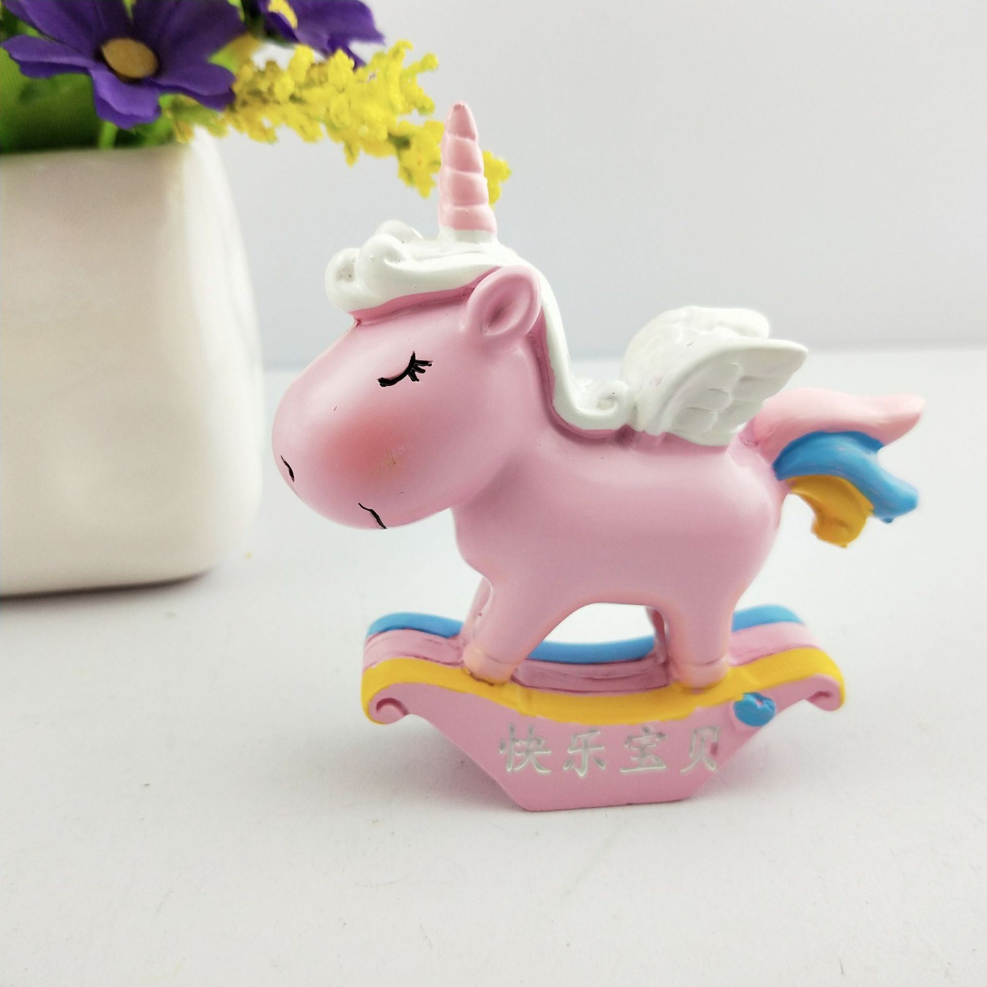 Unicorn rocker horse cake cake happy birthday pony resin cartoon resin crafts