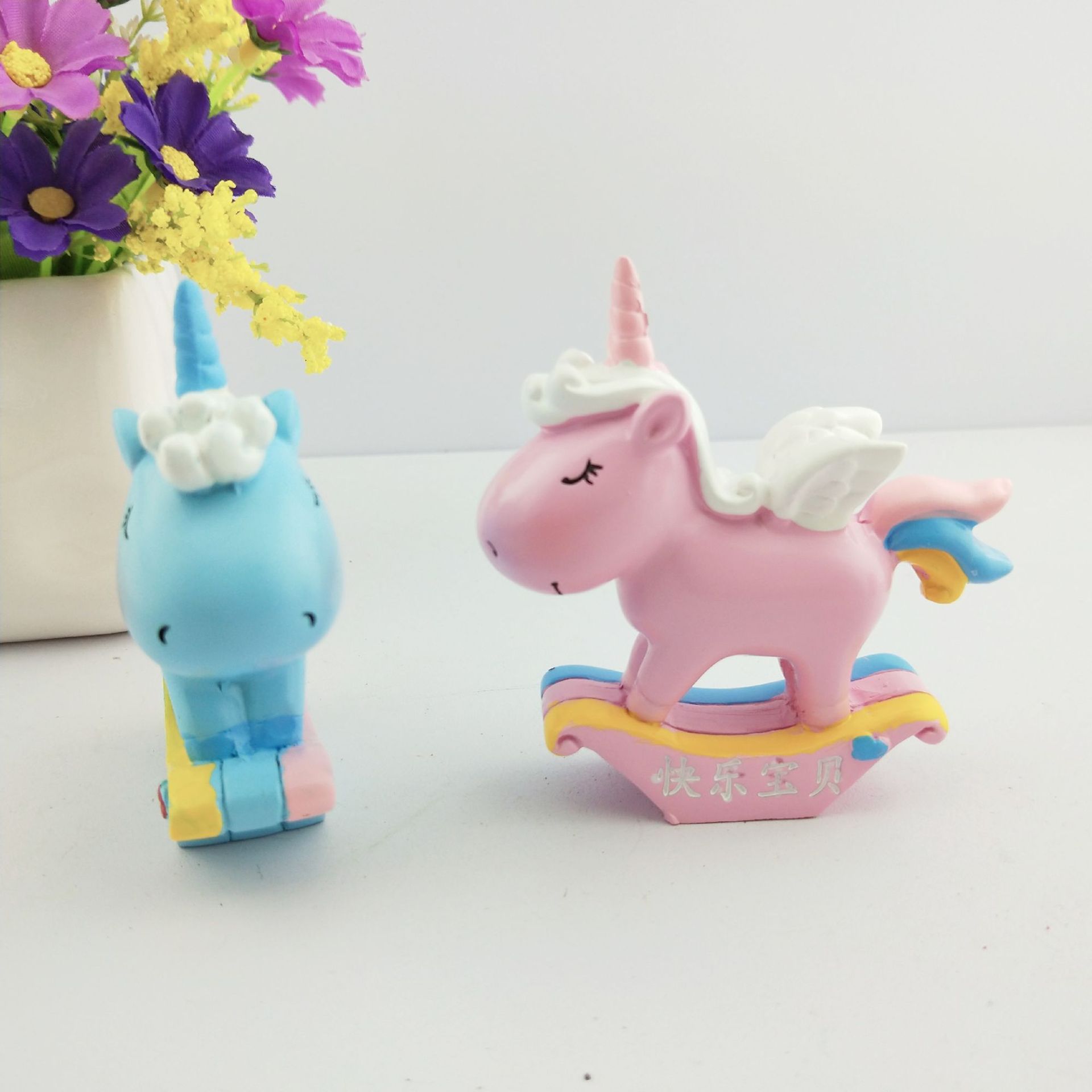 Unicorn rocker horse cake cake happy birthday pony resin cartoon resin crafts
