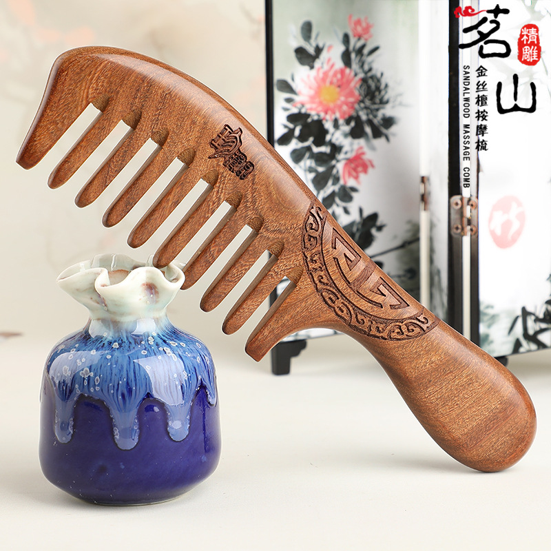 Ebony Wooden Comb Sub Golden Sandalwood Extended Handle Handmade Creative Color Painted Wood crafts Ebony Wooden Comb Sub Golden Sandalwood Extended Handle Handmade Creative Color Painted Wood crafts