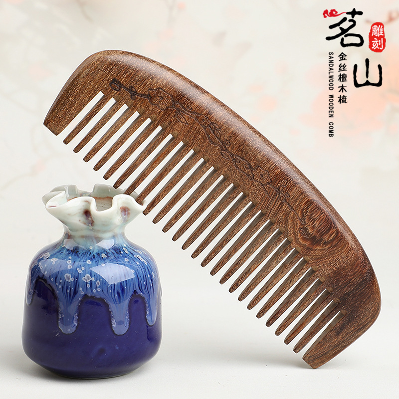 Ebony Wooden Comb Sub Golden Sandalwood Extended Handle Handmade Creative Color Painted Wood crafts Ebony Wooden Comb Sub Golden Sandalwood Extended Handle Handmade Creative Color Painted Wood crafts