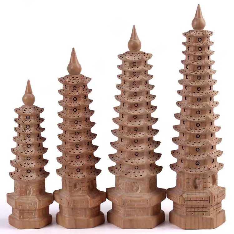 Peach Wood Wenchang Tower Decoration Seven-Layer Nine-Layer Eleven-Layer Ten-Layer Three-Layer Wood crafts