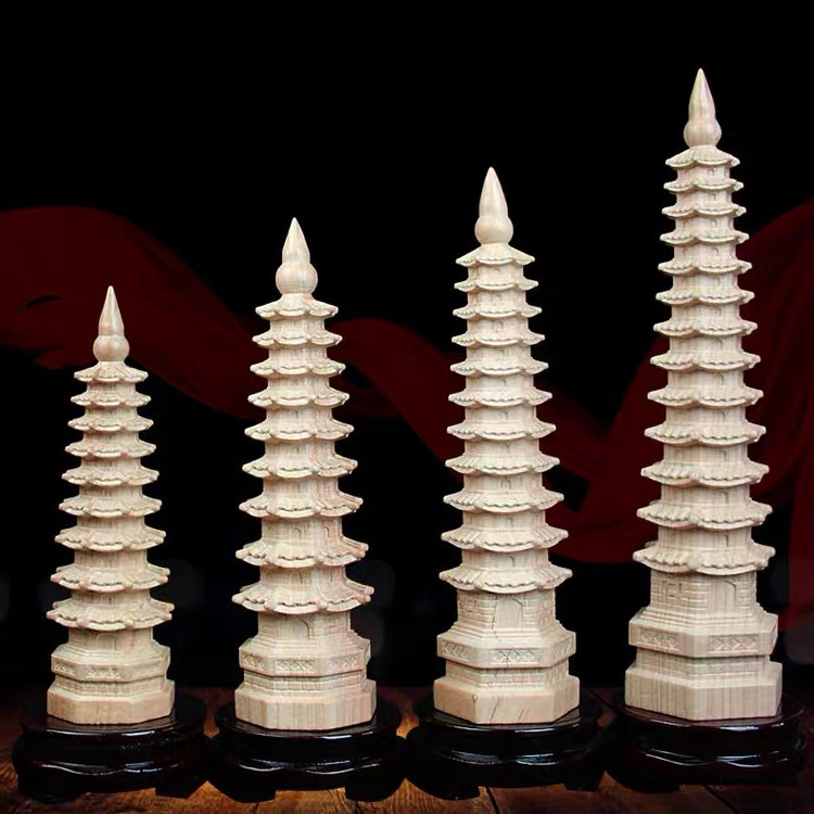 Peach Wood Wenchang Tower Decoration Seven-Layer Nine-Layer Eleven-Layer Ten-Layer Three-Layer Wood crafts