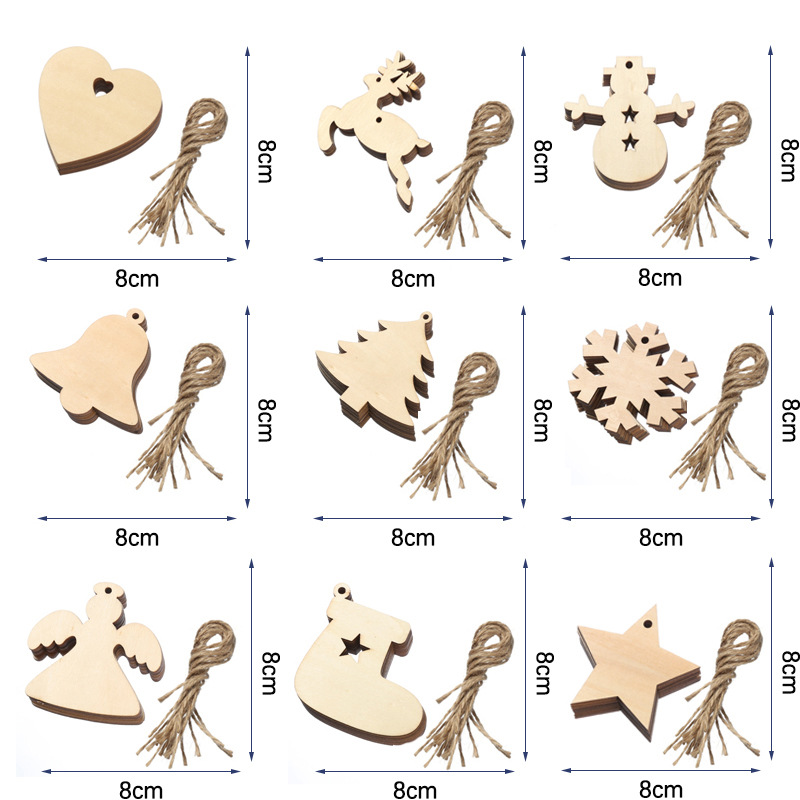 Crafts DIY Country Wooden Christmas Tree Pendant Home Decoration Gift Accessories Christmas Ornament Carved Wood