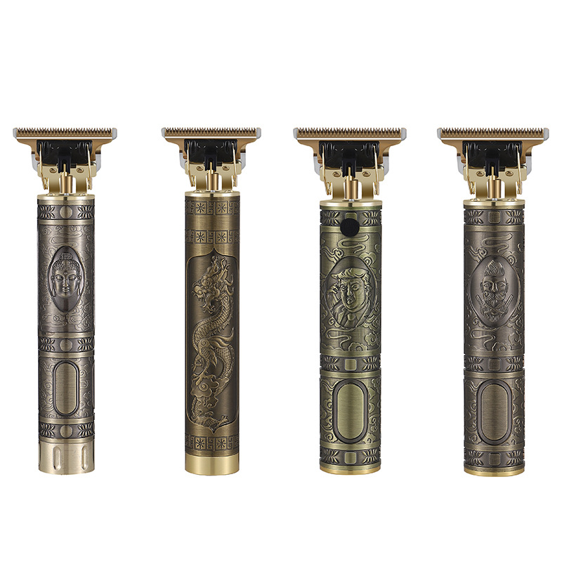 Head Barber Scissors Vintage Carved Buddha Head Dragon and Phoenix Electric Clippers Trimming Small Clipper Hair Clipper