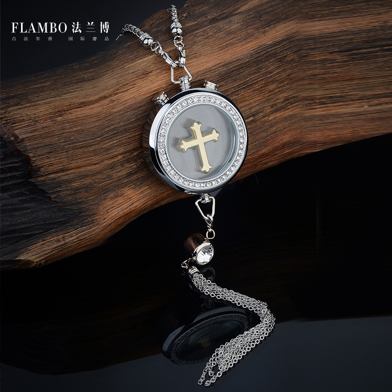 Pendant inside the Car LongLasting Light Perfume Ornament Pendant Creative Diamond Buddha Guanyin Cross Men and Women