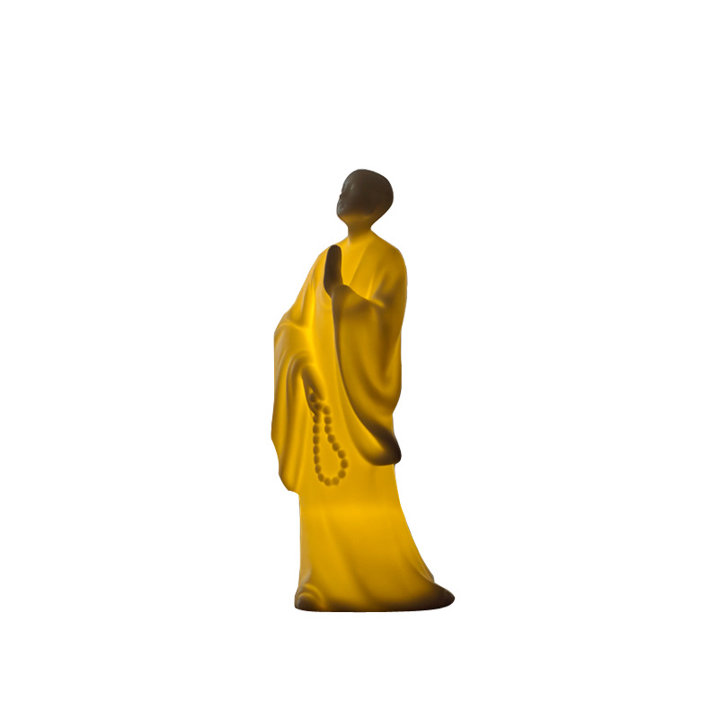 Factory Blanc De Chine Chinese Zen Buddha Little Monk Tea Pet Decoration Ceramic Antique Shelf Study Room Decoration
